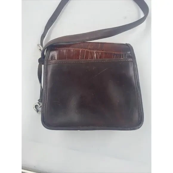 Vintage Brighton Leather Pebbled Brown Croc Embossed Shoulder Bag Purse - Picture 6 of 15